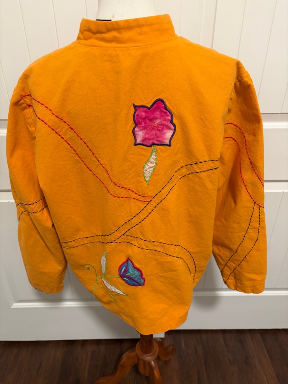 Julia Kent Orange Embroidered Button-Front Jacket - Picture 3 of 4